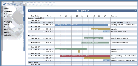 Group calendar using web browser